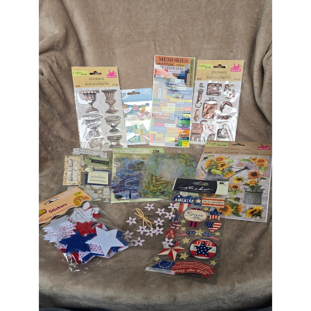 Scrapbooking Sticker Lot K&Company Sticko Crafters Square Wedding Patriotic 10pc
